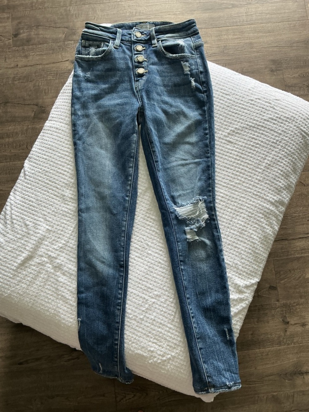 KanCan Medium Blue Distressed High-Rise Skinny Jeans